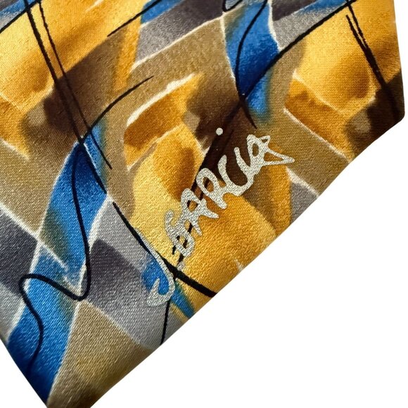 J. Garcia Carousel Collectors Edition Silk Tie Abstract Blue Yellow 3.5 x 60 - Picture 2 of 9